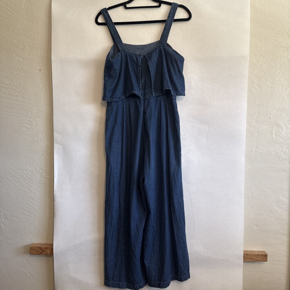 Miss Valley Women’s Size 10 Denim Jumpsuit “Cape-style overlay top” Wide Leg - Picture 7 of 14